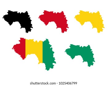 Guinea map with national flag colors