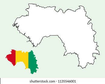 Guinea map with national flag decoration