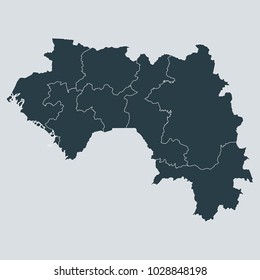 Guinea map on gray background vector, Guinea Map Outline Shape Gray on White Vector Illustration,
High detailed Gray illustration map Guinea.