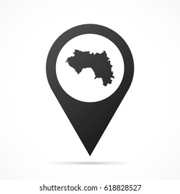 Guinea Map on location pin. Map pointer isolated on a white background.
Conceptual vector illustration.
