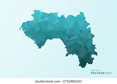 Guinea Mapa - Ilustración vectorial de estilo polígono en diseño geométrico azul verdoso verde azulado bajo poli, silueta minimalista moderna.