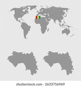 Guinea Map Set with World Location.