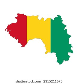 Guinea map silhouette with flag isolated on white background