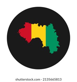 Guinea map silhouette with flag on black background