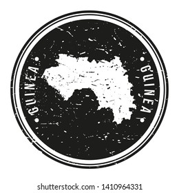 Guinea Map Symbol Round Design Stamp Travel and Business.