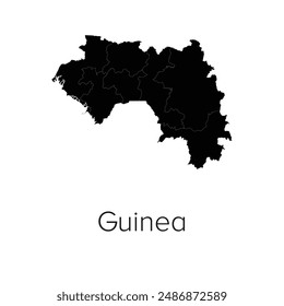 Guinea Map Vector Illustration - Silhouette, Outline, Guinea Travel and Tourism Map