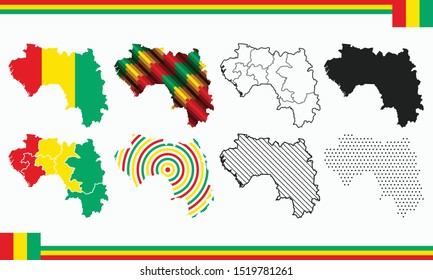 Guinea Map Vector Set Country