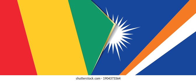 Guinea and Marshall Islands flags, two vector flags symbol of relationship or confrontation.