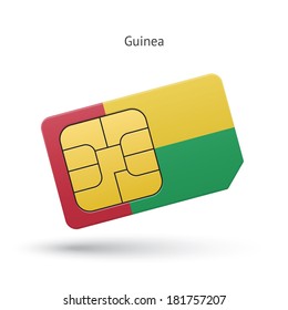 Guinea mobile phone sim card with flag. Vector illustration.