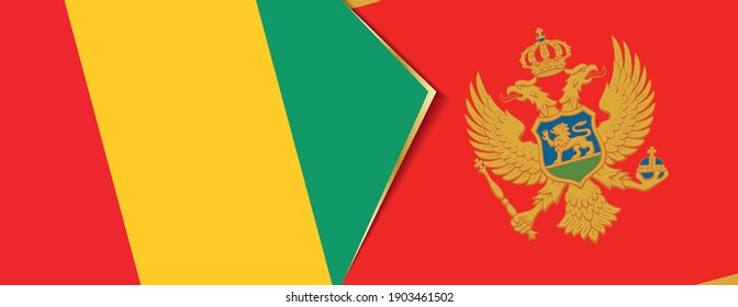 Guinea and Montenegro flags, two vector flags symbol of relationship or confrontation.
