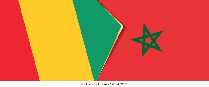 Banderas de Guinea y Marruecos, dos banderas vectoriales símbolo de relación o enfrentamiento.