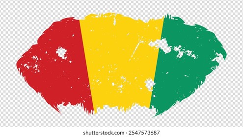 Bandera nacional de Guinea con efecto de pincel de trazo afligido sobre fondo aislado