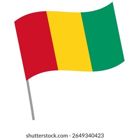 Guinea national flag flutters with flagpole