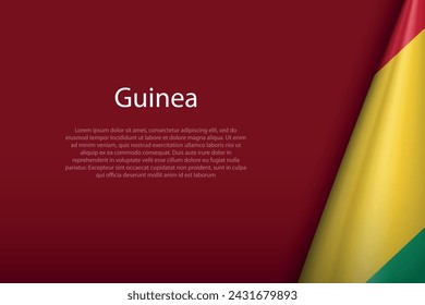 Guinea national flag isolated on dark background with copyspace