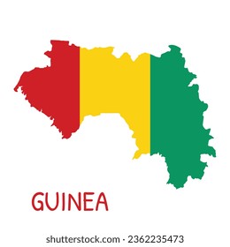 Guinea National Flag Shaped as Country Map