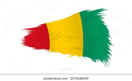 Guinea National Flag with Textured Brush Strokes. Artistic Brush Stroke Design.