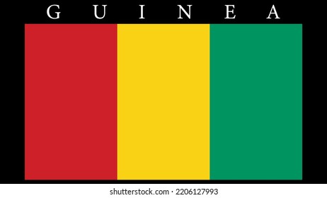 Guinea national flag in vector format with black background.