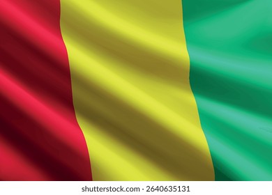 Guinea national flag waving in the wind, realistic detailed silk texture