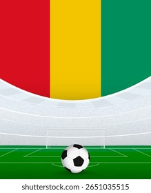 Tema Nacional de Futebol da Guiné, Estádio e Bola de Futebol. Conceito de Partida de Futebol na Guiné. Ideal para uso em promoções de eventos esportivos, projetos temáticos de futebol e anúncios de torneios.