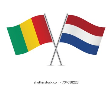 Guinea and Netherlands flags.Vector illustration.
