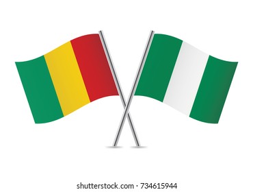 Guinea and Nigeria flags.Vector illustration.