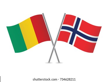 Guinea and Norway flags.Vector illustration.