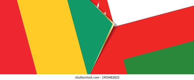 Guinea and Oman flags, two vector flags symbol of relationship or confrontation.