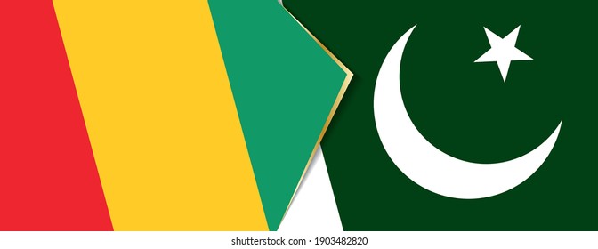 Banderas de Guinea y Pakistán, dos banderas vectoriales símbolo de relación o enfrentamiento.