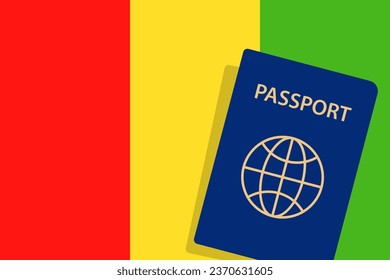 Guinea Passport. Guinea Flag Background. Vector