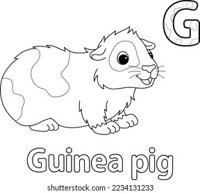 Guinea Pig Alphabet ABC Isolated Coloring Page G