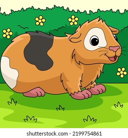 Guinea Pig Animal Colored Cartoon Illustration