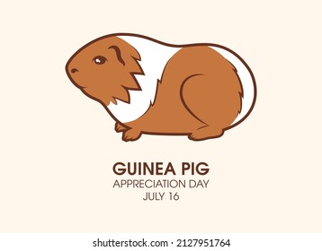 Guinea Pig Appreciation Day vector. Cute guinea pig with two colors icon vector. Favorite pet icon. July 16, important day