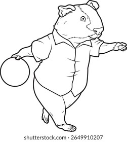 Guinea pig Bowling Bowling ball Animal Vector Graphic Art Illustration