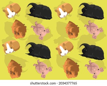 Guinea Pig Breeds Cartoon Character Seamless Wallpaper Set 1