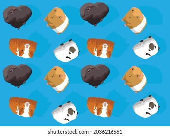 Guinea Pig Breeds Cartoon Character Seamless Wallpaper Set 2