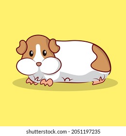 Guinea pig. Cartoon cute guinea pig. Pet in house. Flat vector illustration.	