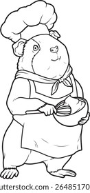 Guiné porco Chef Bowl Cook Animal Vetor Ilustração de Arte Gráfica