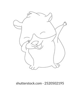 Guinea pig coloring page for kids, animal illustration of cute cartoon character for children