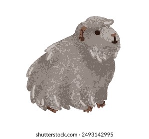 Guinea pig, cute fluffy tame animal. Cavy, funny rodent. Furry cuddly little hamster pet. Kawaii adorable sweet hairy mammal. Kids flat graphic vector illustration isolated on white background