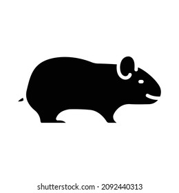 Guinea Pig Glyph Icon Animal Vector 