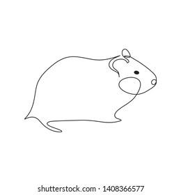 Guinea pig or hamster logo. One line drawng. Abstract simple icon. Vector icon.