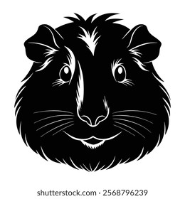 Guinea pig head vector silhouette art illustration