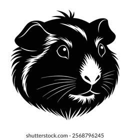 Guinea pig head vector silhouette art illustration