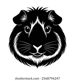 Guinea pig head vector silhouette art illustration