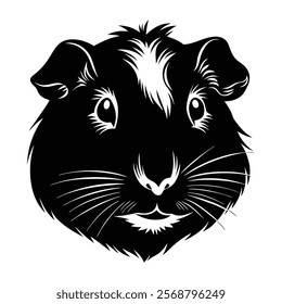 Guinea pig head vector silhouette art illustration