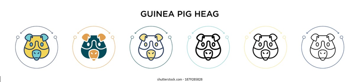 Guinea pig heag icon in filled, thin line, outline and stroke style. Vector illustration of two colored and black guinea pig heag vector icons designs can be used for mobile, ui, web