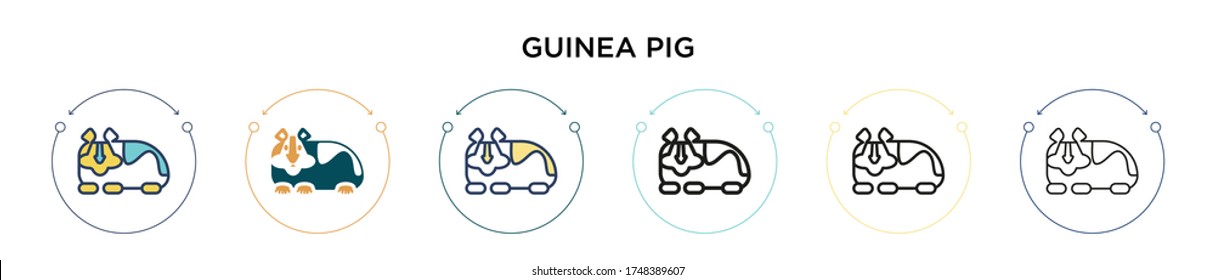 Guinea pig icon in filled, thin line, outline and stroke style. Vector illustration of two colored and black guinea pig vector icons designs can be used for mobile, ui, web