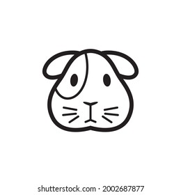 Guinea pig icon. Vector isolated cute cavy head pictogram on white background