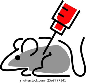 Guinea pig ( Laboratory animals) lab rat injection color icon . Scientific icon illustration. Fit for science project presentation.