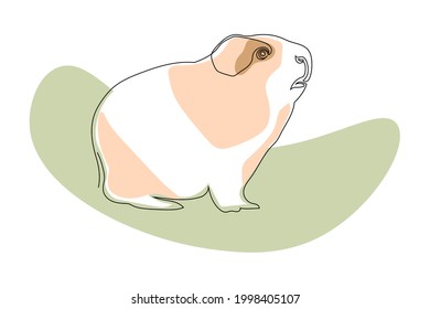 Meerschweinchen, eine einzige durchgehende Linie auf weißem Hintergrund, Vektorgrafik.